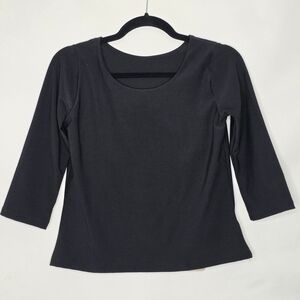 Spanx Tummy Control Top Size Small Black 3/4 Sleeve Stretch Pullover